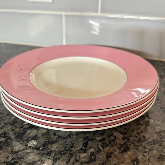 Kate Spade x Lenox Rutherford Circle Pink Ceramic 9.5" Salad Plate Set of 4 - Picture 3 of 3